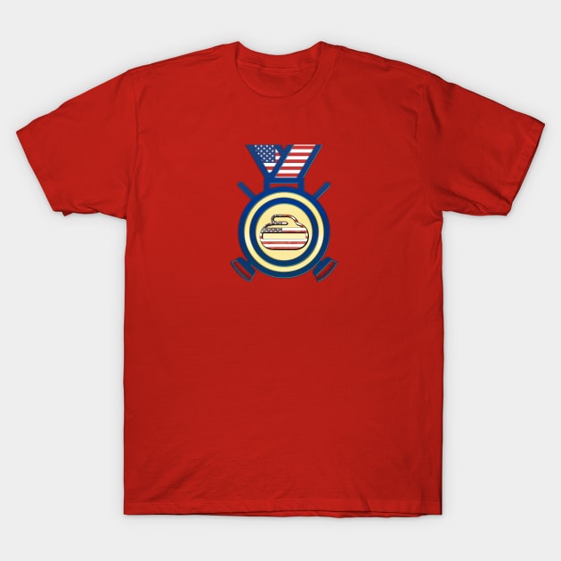 USA Gold Medal Curling Stone Olympics T-Shirt by Dragos